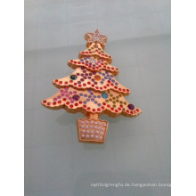 Shinning Gold Weihnachtsbaum Abzeichen mit Diamanten (GZHY-LP-005)